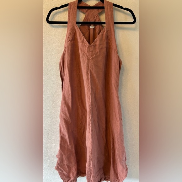 Motumo Summer Linen Handmade/ Soft Linen Dress Size Small In Peach - Picture 1 of 11